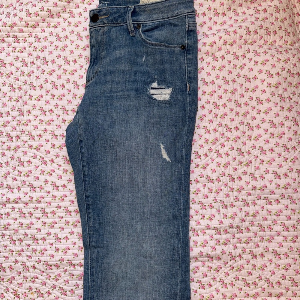 LOFT Blue Distressed Skinny Jeans
